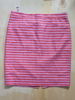 J. Crew Pink and Coral Textured Striped Pencil Skirt
